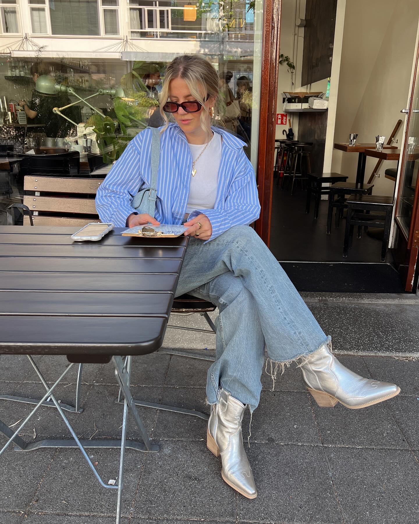 Zilveren leren cowboylaarzen